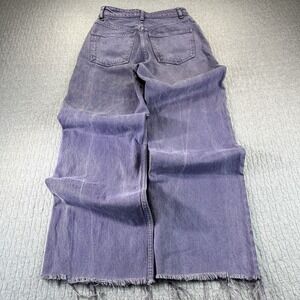 ZARA Baggy Wide Leg Women  (0) purple frayed leg denim jeans hip-hop disco pants